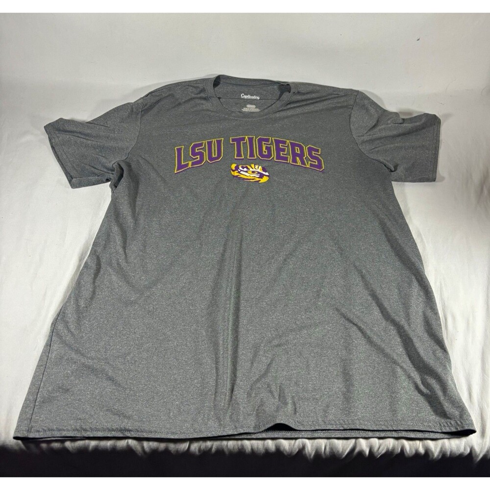 Captivating LSU Tigers Gray/Purple/Yellow Short Sleeve T-Shirt Men’s XL